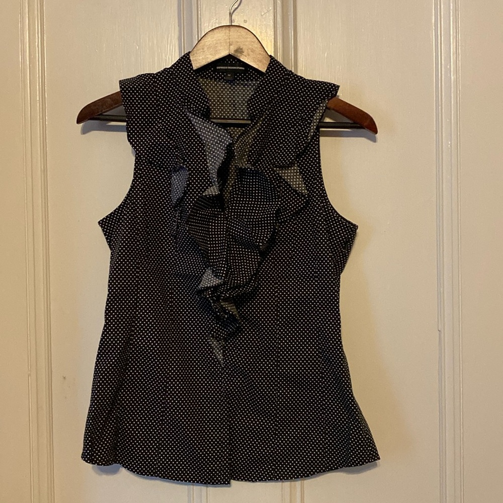 Express- Black and White Polka Dot Dressy Tank Top- size Medium.